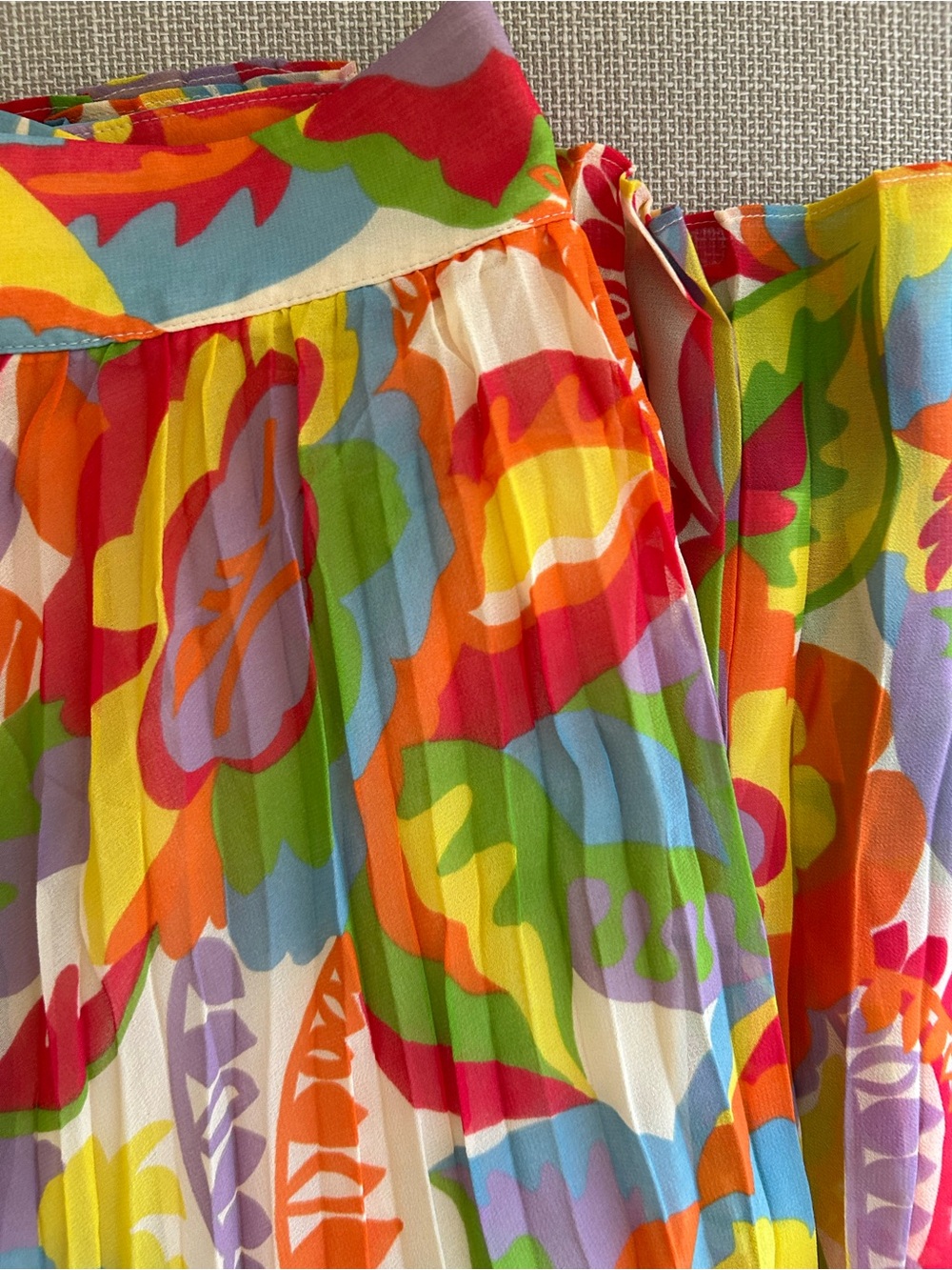 Sezane Dilo Midi Skirt Seventies Floral Pleated French Colorful Retro - Picture 5 of 9
